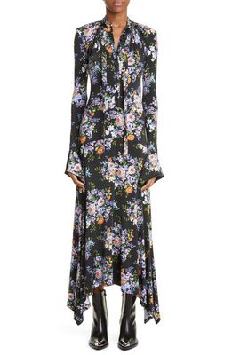 Rabanne Floral Long Sleeve Midi Dress in Black Large Liberty
