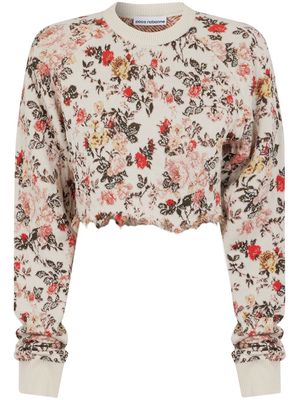 Rabanne floral-print cropped sweatshirt - Neutrals