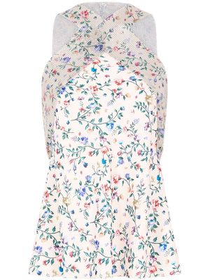 Rabanne floral-print halterneck top - White