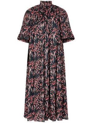 Rabanne floral-print midi dress - Black