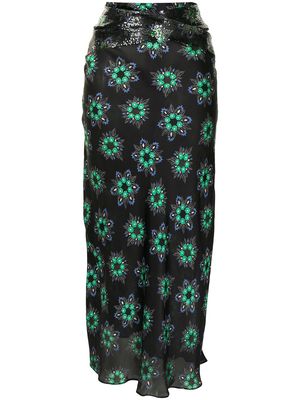 Rabanne floral-print midi skirt - Black