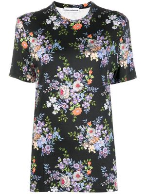 Rabanne floral-print short-sleeve T-shirt - Black