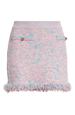 Rabanne Fringe Textured Sweater Miniskirt in Tweed Lurex Rose