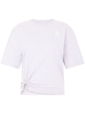 Rabanne gathered-detail cotton T-shirt - Grey