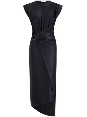 Rabanne gathered-detail draped midi dress - Black