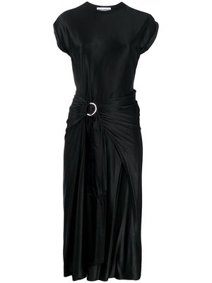 Rabanne gathered waist satin dress - Black