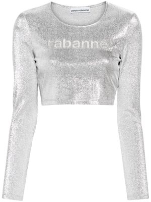 Rabanne gem-logo cropped T-shirt - Silver