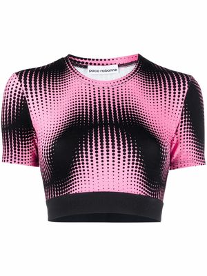 Rabanne graphic-print cropped fitted T-shirt - Pink