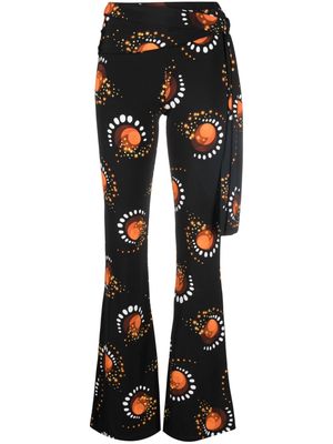 Rabanne graphic-print flared trousers - Black