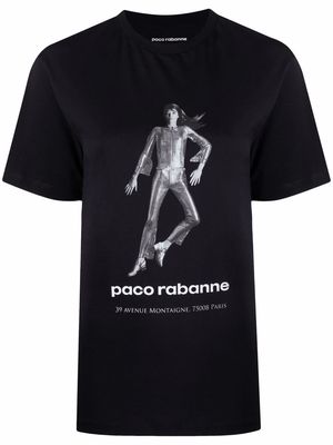 Rabanne graphic-print short-sleeved T-shirt - Black