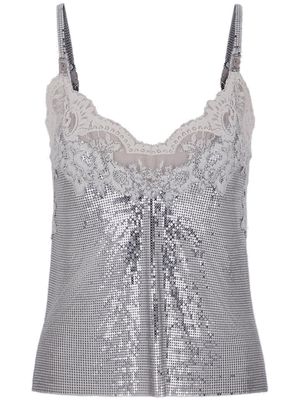 Rabanne Haut glowing-finish tank top - Silver