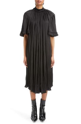 Rabanne High Neck Crinkled Satin Dress in Black