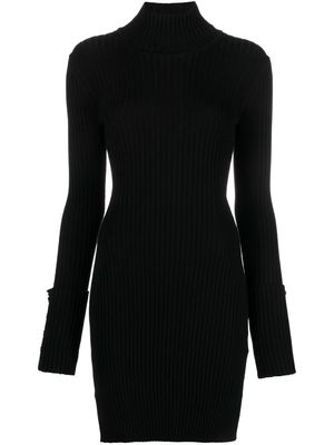 Rabanne high-neck ribbed-knit minidress - Black