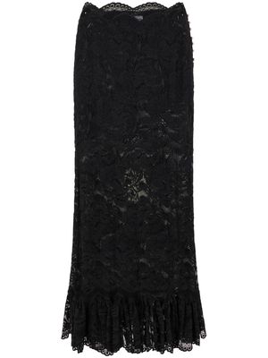 Rabanne high-waist lace midi skirt - Black