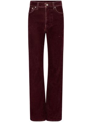 Rabanne high-waist straight-leg velvet trousers - Red