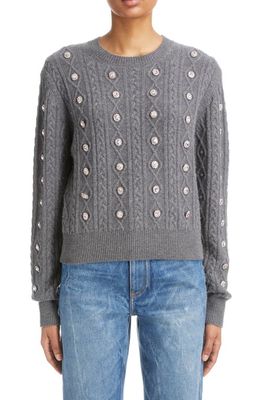 Rabanne Jewel Detail Cable Knit Sweater in Anthracite