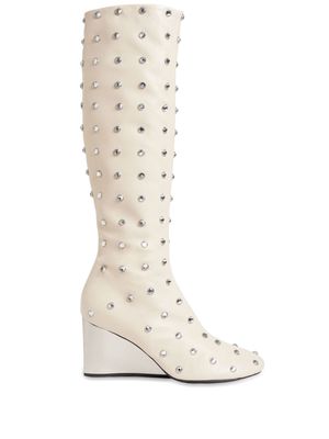 Rabanne knee-length leather boots - Neutrals