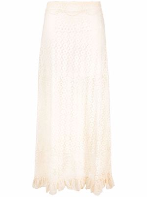 Rabanne lace-overlay maxi skirt - Neutrals