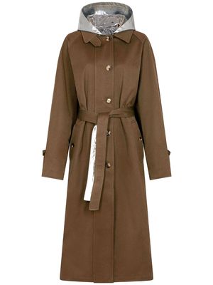 Rabanne laminated-panel hooded trench coat - Green