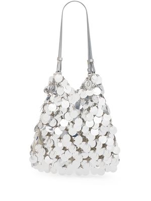 Rabanne large sequinned shoulder bag - Silver