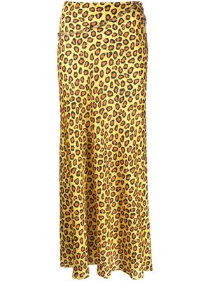 Rabanne leopard-print chain-detail maxi skirt - Yellow