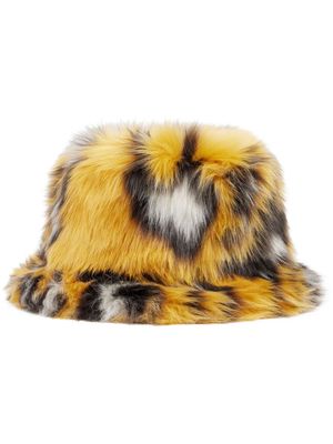 Rabanne leopard-print shearling bucket hat - Yellow