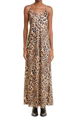 Rabanne Leopard Print Tie Waist Maxi Slipdress in Leopard Commercial