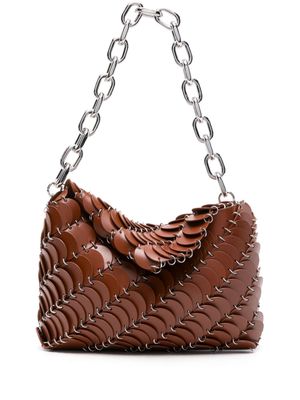 Rabanne linked-construction leather shoulder bag - Brown