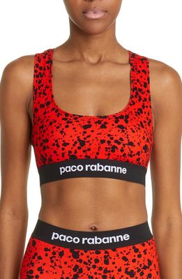 Rabanne Logo Band Paint Splatter Sports Bra in Red Spots