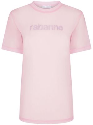 Rabanne logo-embellished round-neck T-shirt - Pink