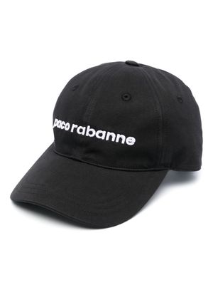 Rabanne logo-embroidered cotton cap - Black