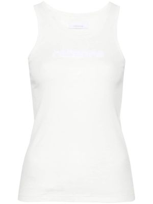 Rabanne logo-patch ribbed tank top - White