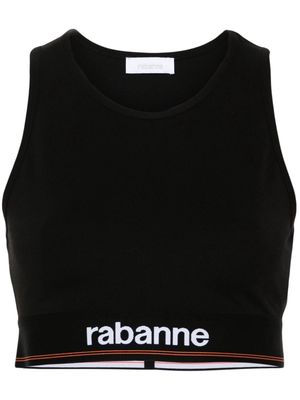 Rabanne logo-tape sports bralette - Black
