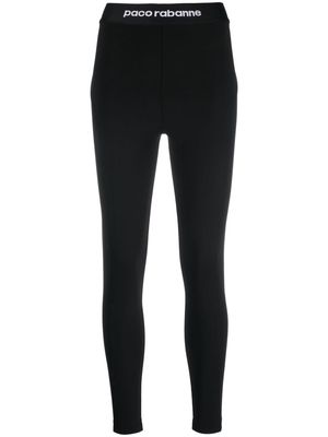Rabanne logo-waistband high-waisted leggings - Black