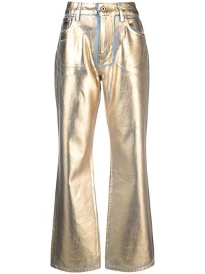 Rabanne metallic coated high-rise straight-leg jeans - Gold