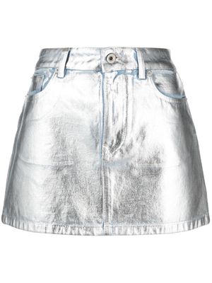 Rabanne metallic denim miniskirt - Silver
