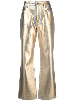 Rabanne metallic-finish straight-leg trousers - Gold