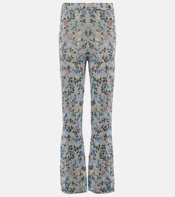 Rabanne Metallic floral high-rise flared pants