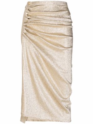 Rabanne metallic ruched midi skirt - Gold