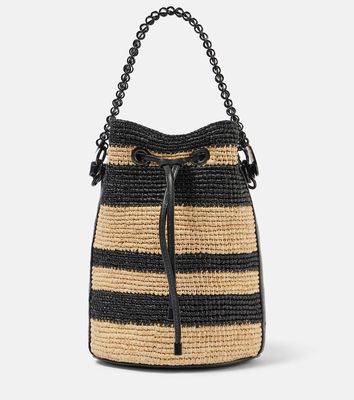 Rabanne Mini striped raffia bucket bag