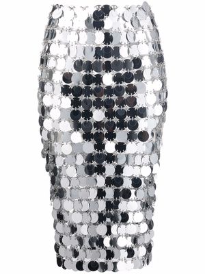 Rabanne mirror-effect sequin midi skirt - Grey