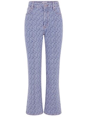 Rabanne monogram-pattern flared jeans - Blue