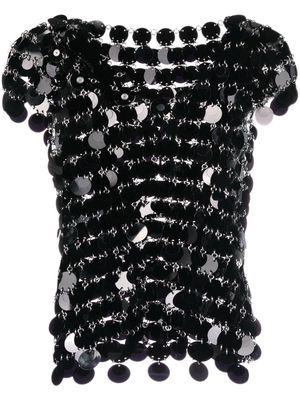 Rabanne paillette disc short-sleeve top - Black