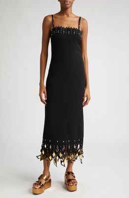 rabanne Paillette Fringe Crepe Dress in P001 Black