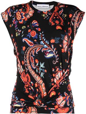 Rabanne paisley-print sleeveless T-shirt - Black