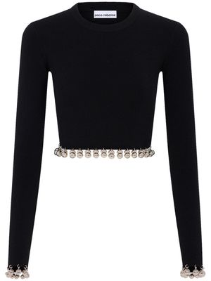 Rabanne pearl-detail wool jumper - Black