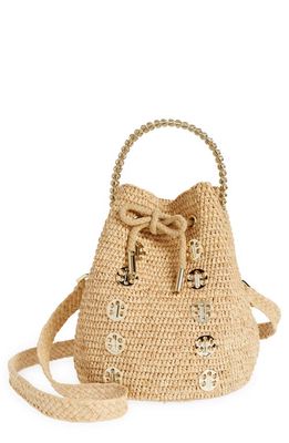 Rabanne Raffia Bucket Bag in Natural/Light Gold