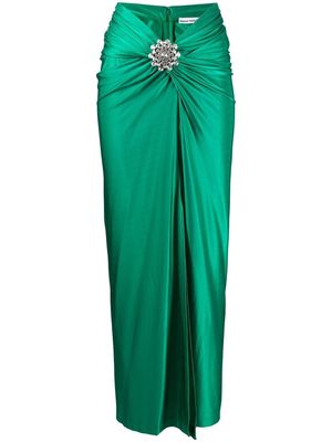 Rabanne rhinestone-embellished satin skirt - Green