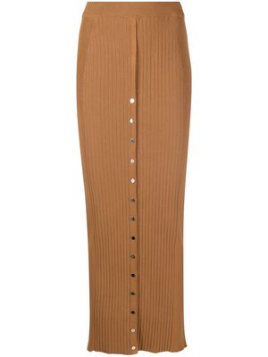 Rabanne ribbed cotton-blend midi skirt - Brown