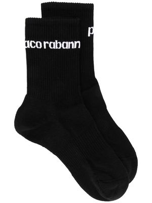 Rabanne ribbed knit logo socks - Black